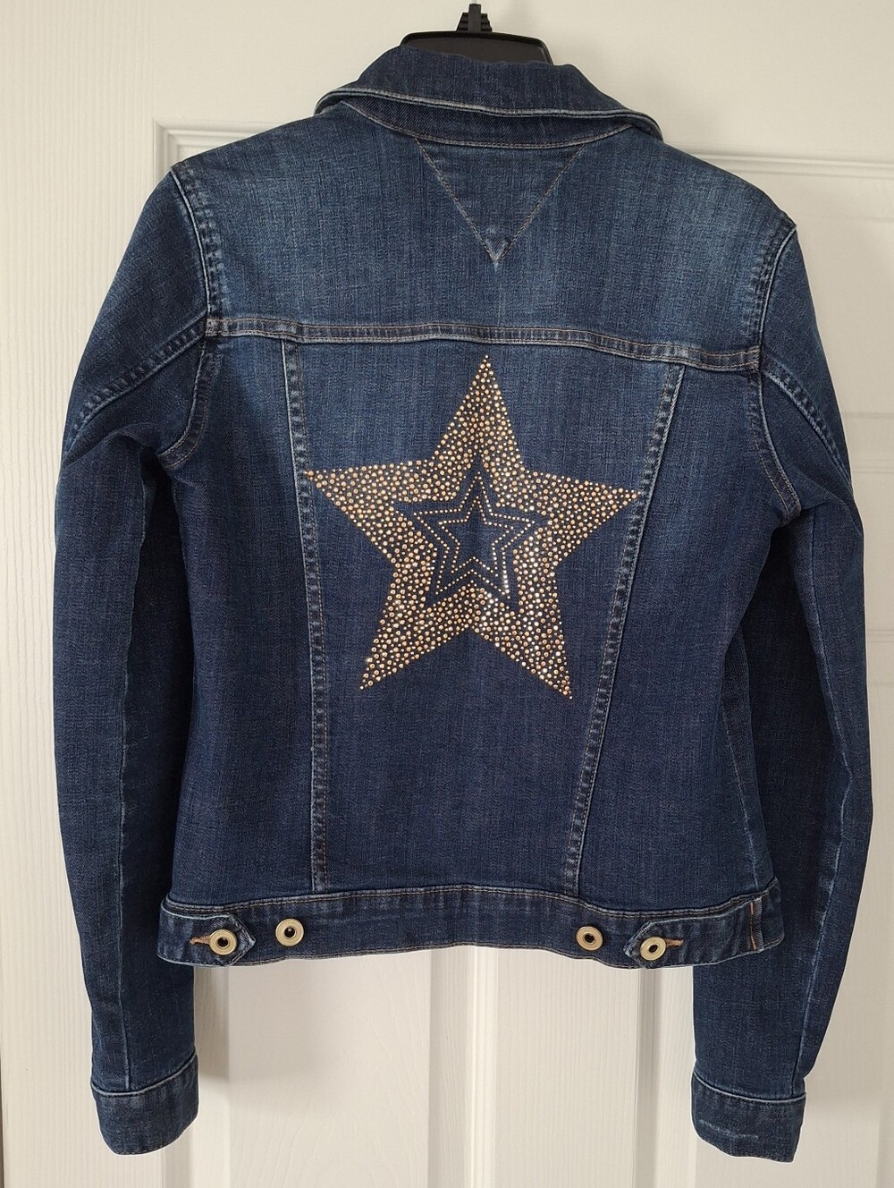 Tommy Hilfiger Rhinestone Star Denim Jacket Dark Wash XS